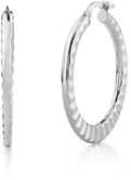 Ridged Design Italian Hoop Earrings, 14K White Gold