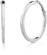 Flat Italian Hoop Earrings, 14K White Gold