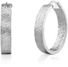 Textured Italian Hoop Earrings, 14K White Gold