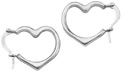 Heart Hoop Earrings, 14K White Gold
