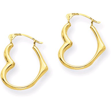 Heart Hoop Earrings, 14K Gold