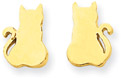 14K Yellow Gold Cat Earrings