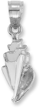 Conch Shell Pendant in 14K White Gold