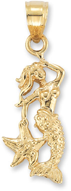 Mermaid Pendant in 14K Yellow Gold