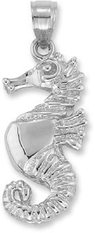 Seahorse Pendant in 14K White Gold