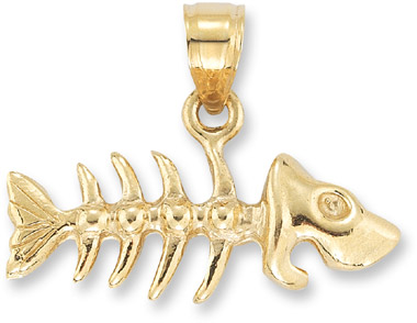 Fishbone Pendant in 14K Yellow Gold