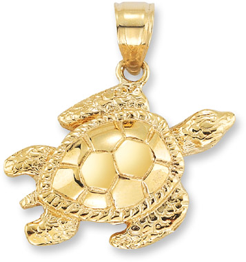 Sea Turtle Pendant in 14K Yellow Gold