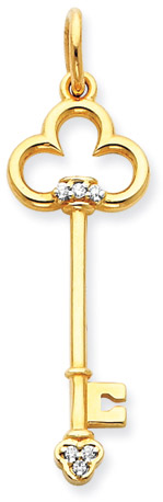 14K Yellow Gold Club Key Pendant