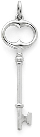 14K White Gold Key Pendant