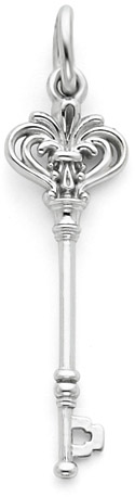 14K White Gold Key Pendant