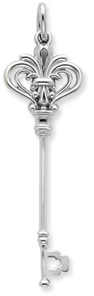 14K White Gold Key Pendant