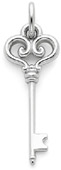 14K White Gold Key Pendant