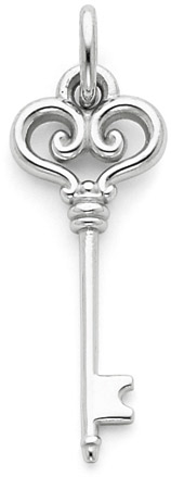 14K White Gold Key Pendant