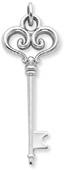 14K White Gold Key Pendant