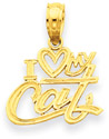 14K Yellow Gold I Love My Cat Pendant