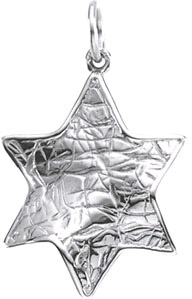 14K White Gold Textured Star of David Pendant