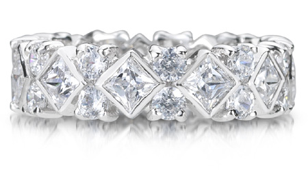 White Princess CZ Band, 14K White Gold