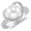 9mm Naturally Cultured South Sea Heart Shaped Pearl Ring, 14K White Gold