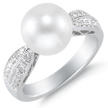 10mm South Sea Naturally Cultured White Pearl and 1/2 Carat Diamond Ring