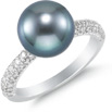 Naturally Cultured Black Tahitian Pearl and 1/2 Carat Diamond Ring