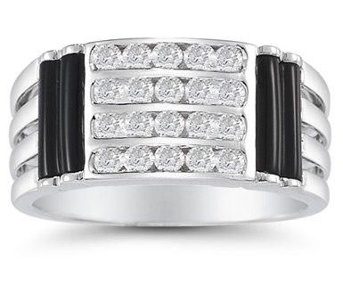 075 Carat Men's Onyx and Diamond Ring 97500
