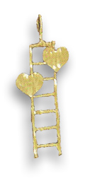 Two Hearts on Ladder Pendant - 14K Gold
