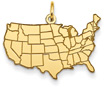 United States Map Pendant in 14K Gold