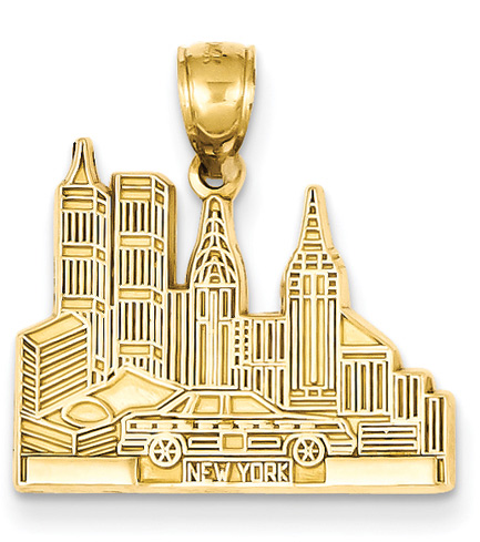 New York Skyline Jewelry Pendant in 14K Gold