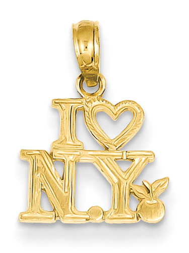 I Love New York Jewelry Pendant in 14K Gold