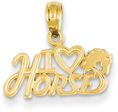 I Love Horse Pendant in 14K Gold