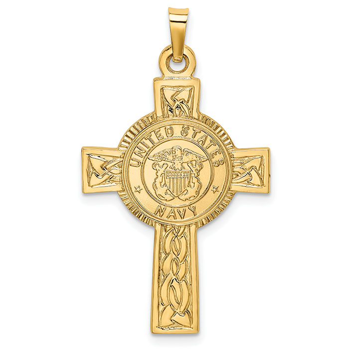 US Navy Cross Pendant in 14K Gold