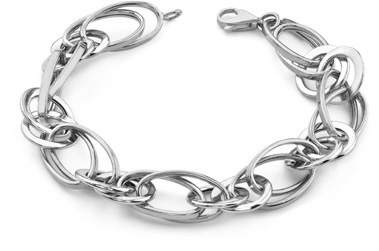 14K White Gold Elliptical Link Bracelet