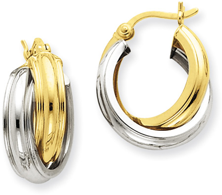 Double Hoop Earrings in 14K Two-Tone Gold
