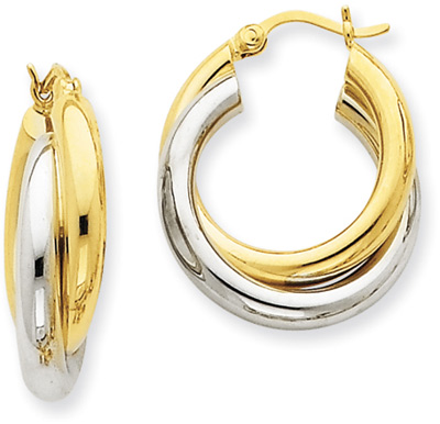 Entwined 14K Two-Tone Gold Hoop Earrings