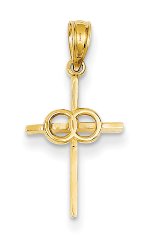 Wedding Cross Pendant, 14K Yellow Gold