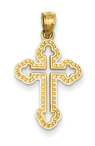 Budded Cross Pendant, 14K Yellow Gold