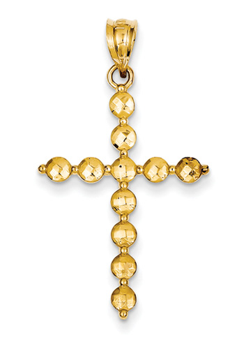Bead Cross Pendant, 14K Gold