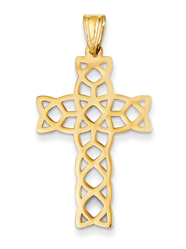 Cut-Out Celtic Cross Pendant, 14K Yellow Gold