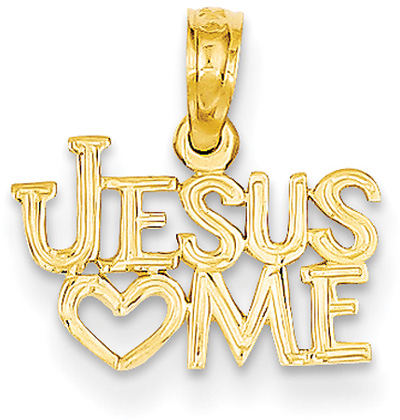 Jesus Loves Me Pendant, 14K Gold