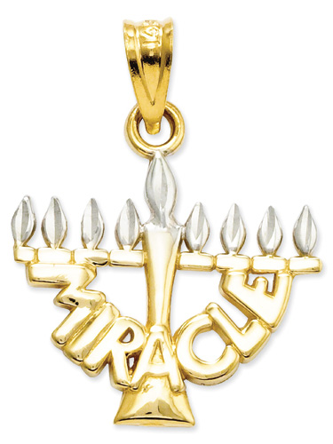 Miracle Menorah Jewelry Pendant, 14K Gold