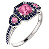 pink and blue asscher-cut sapphire ring