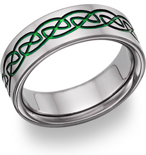 Green Titanium Celtic Wedding Band