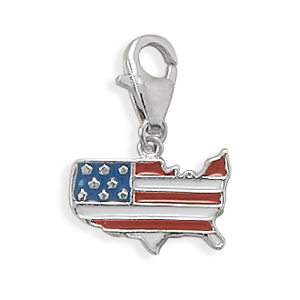 American Flag Country Charm in Sterling Silver