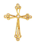 14K Gold Cross with white CZ stones