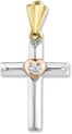 14K Tri-Color Gold Heart Cross