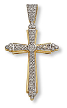 14K Two-Tone Gold Large CZ Cross Pendant