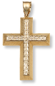 14K Gold Engraved Design Cross
