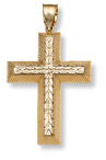 14K Gold Engraved Design Cross