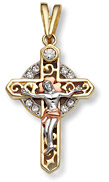 14K Gold Tri-Color Crucfix Pendant