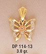 14K Gold Tri-Color Butterfly Pendant